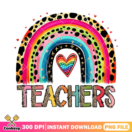 Teachers colorful font png, back to school day png, rainbow png