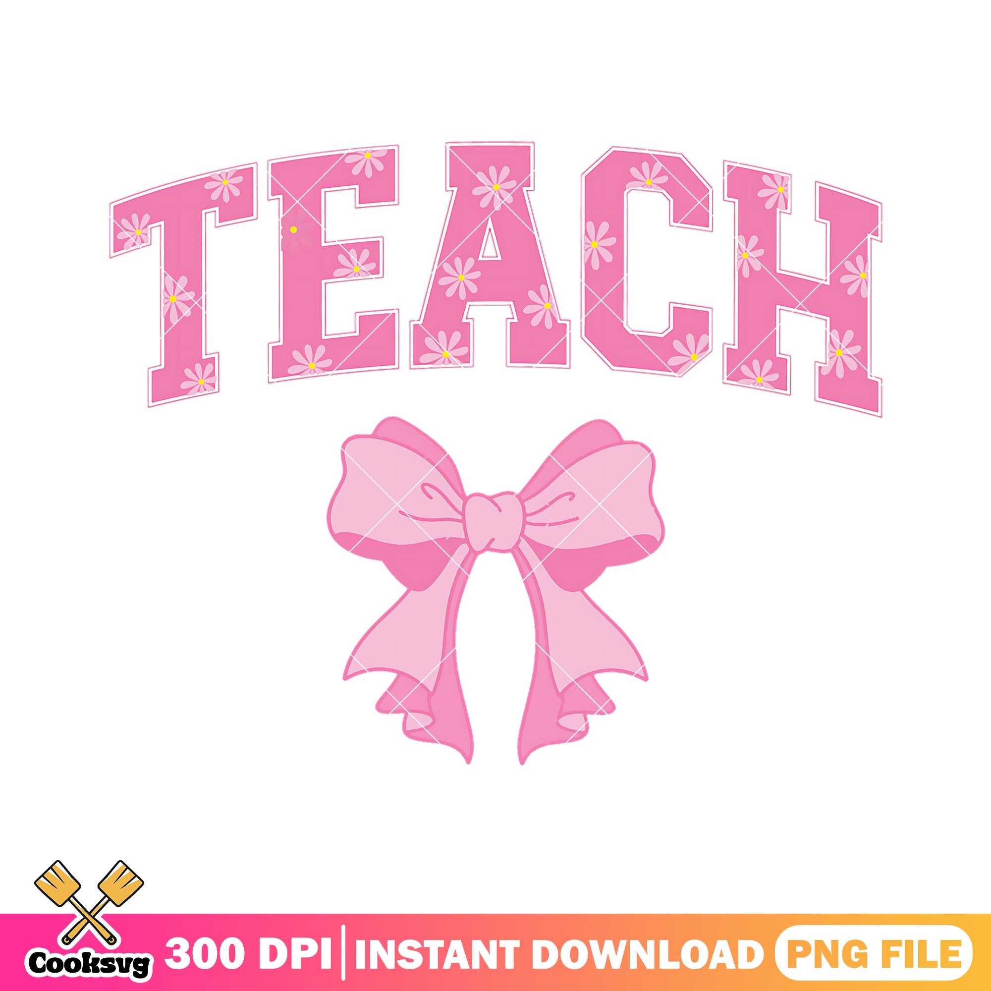 Teach with pink bow png, back to school art png, bow pink png – Cooksvg