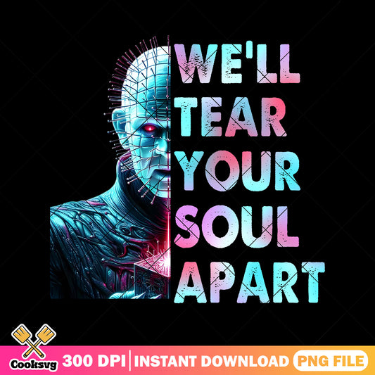 Tear your soul apart png, horror pinhead png, halloween pinhead png