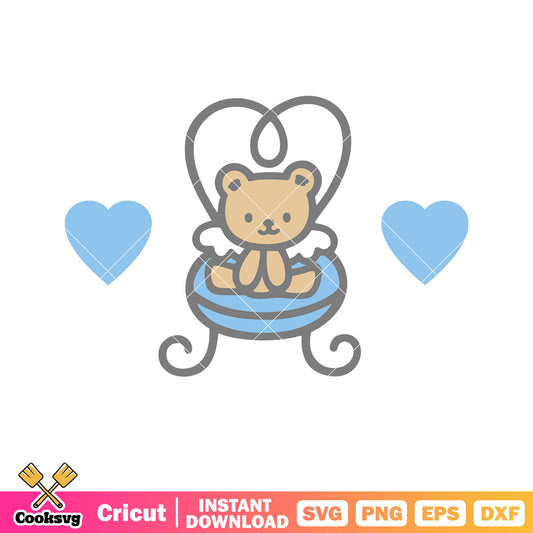 Teddy bear blue angel png, hello kitty blue angel svg, hello kitty svg