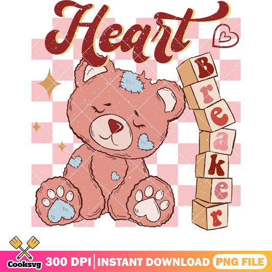 Teddy bear heart breaker png, heart breaker png, bear valentine png