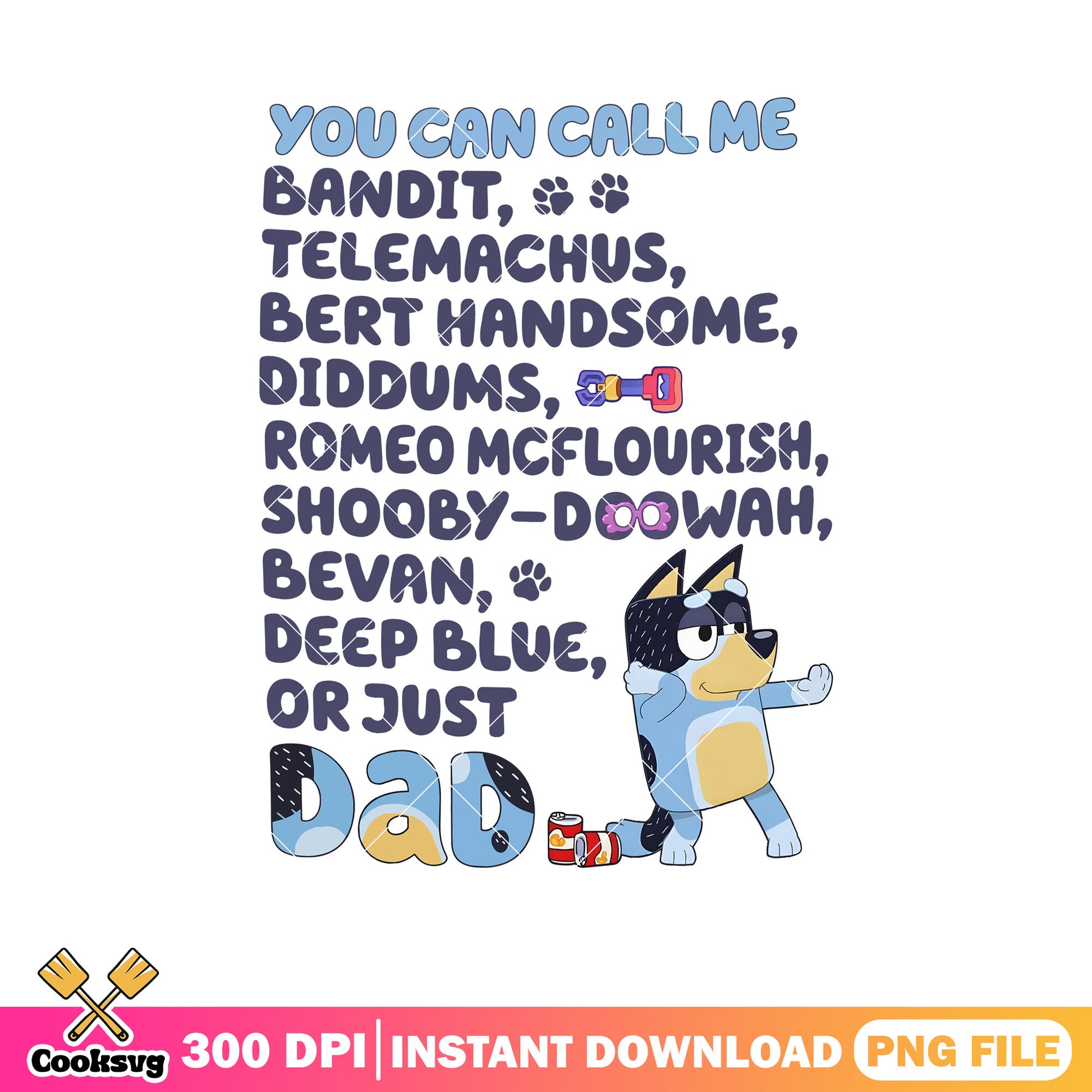 Telemachus bert handsome bluey dad png, bluey family png, bluey figure png