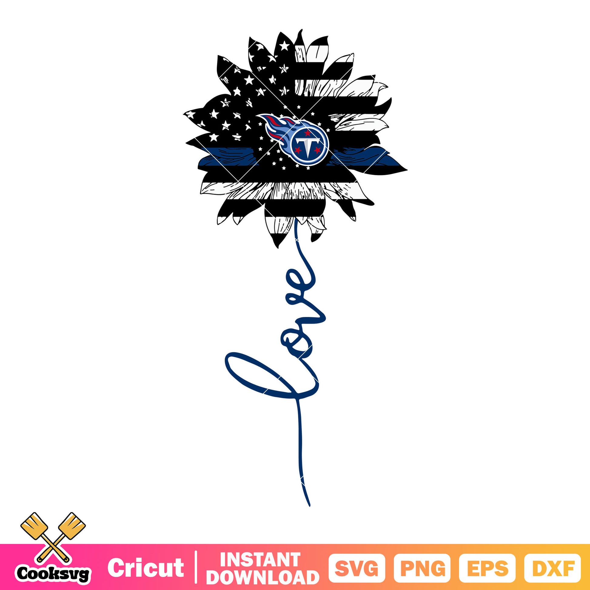 Tenessee flower love svg, tennessee titans svg, america flag svg