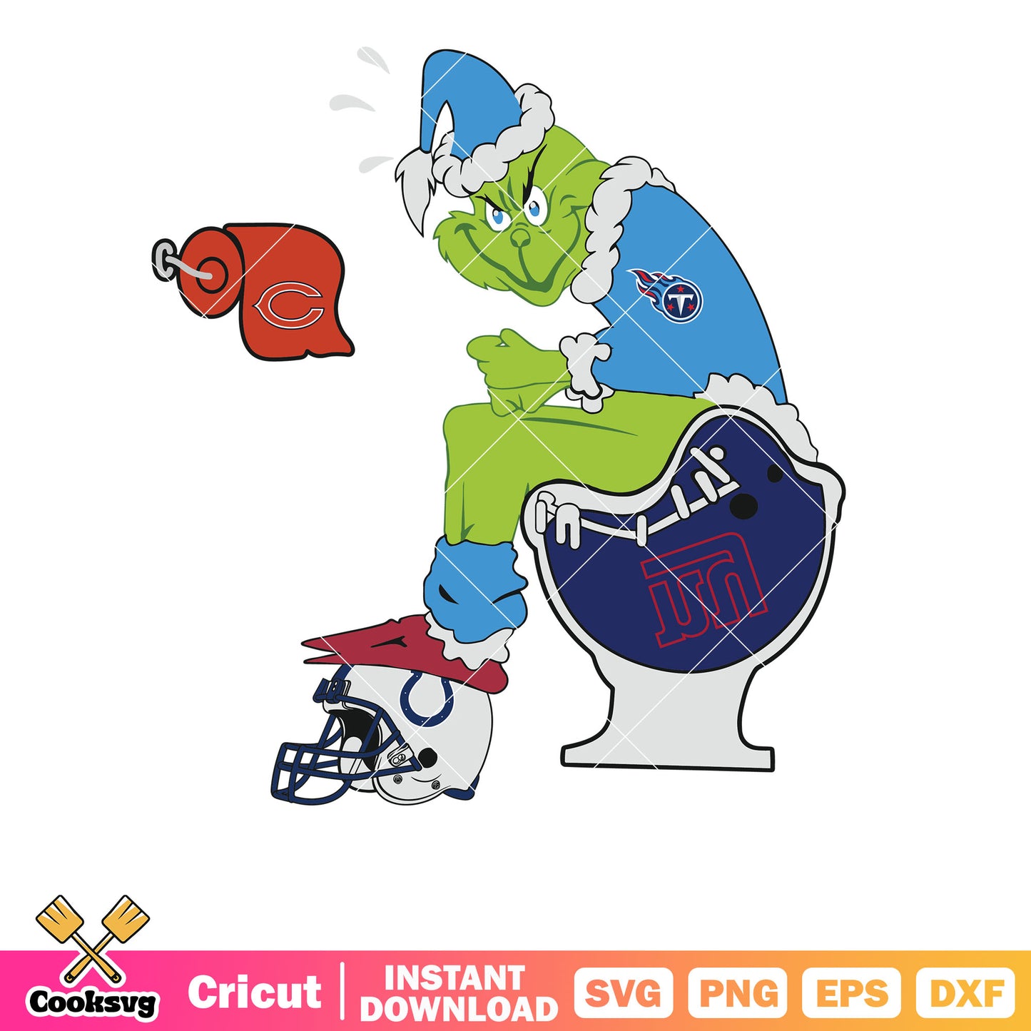 Tennessee Titans Funny Grinch Football Match svg, grinch sitting on toilet svg