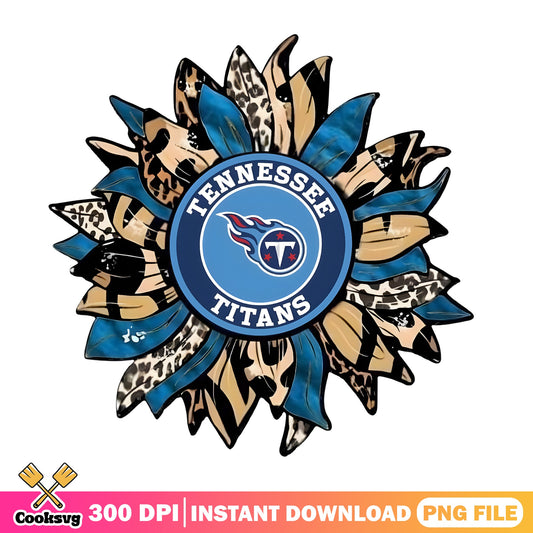 Tennessee Titans Sunflower PNG, Leopard NFL Flower, Titans PNG