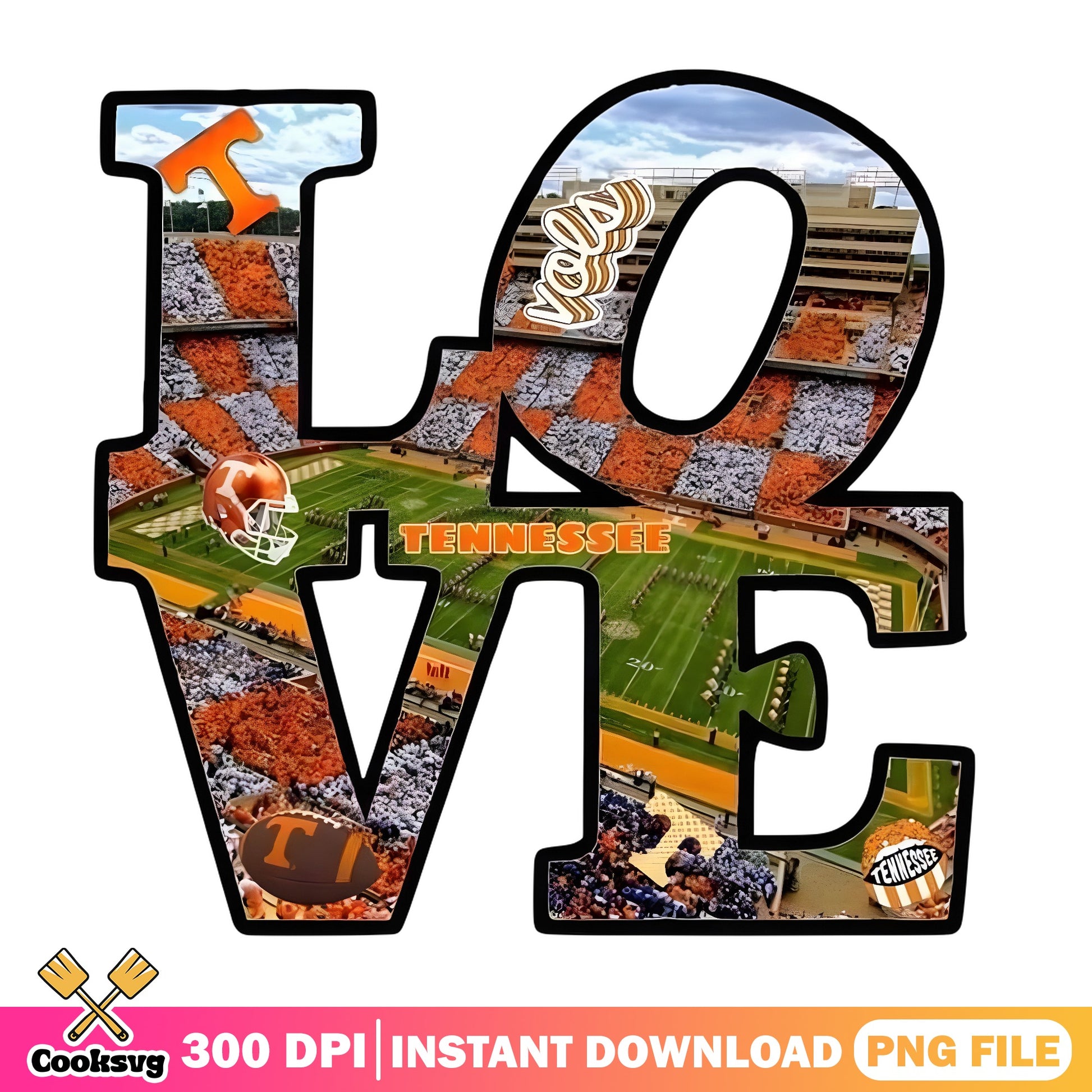 Tennessee Volunteers Love Football PNG, Vols Stadium PNG, NCAA PNG