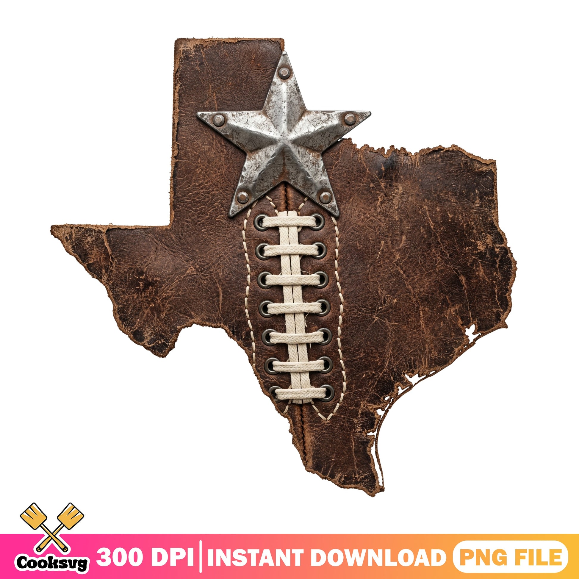 Texas Football Leather Star PNG, Texas State Map PNG, Football PNG