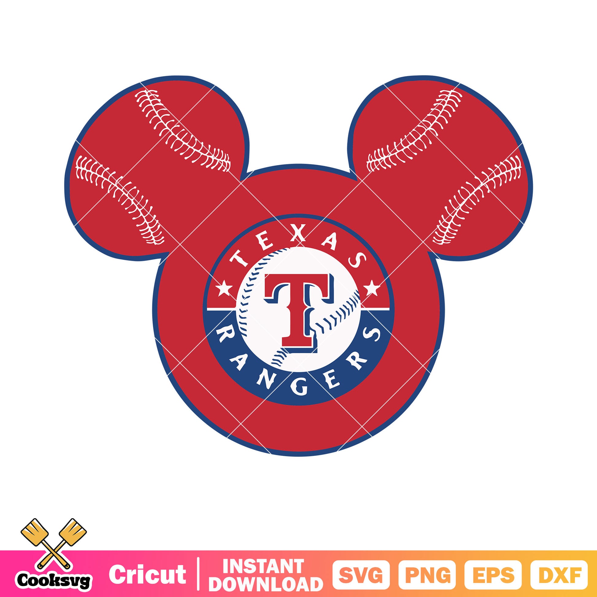 Texas rangers silhouette svg, mickey head svg, baseball​ svg