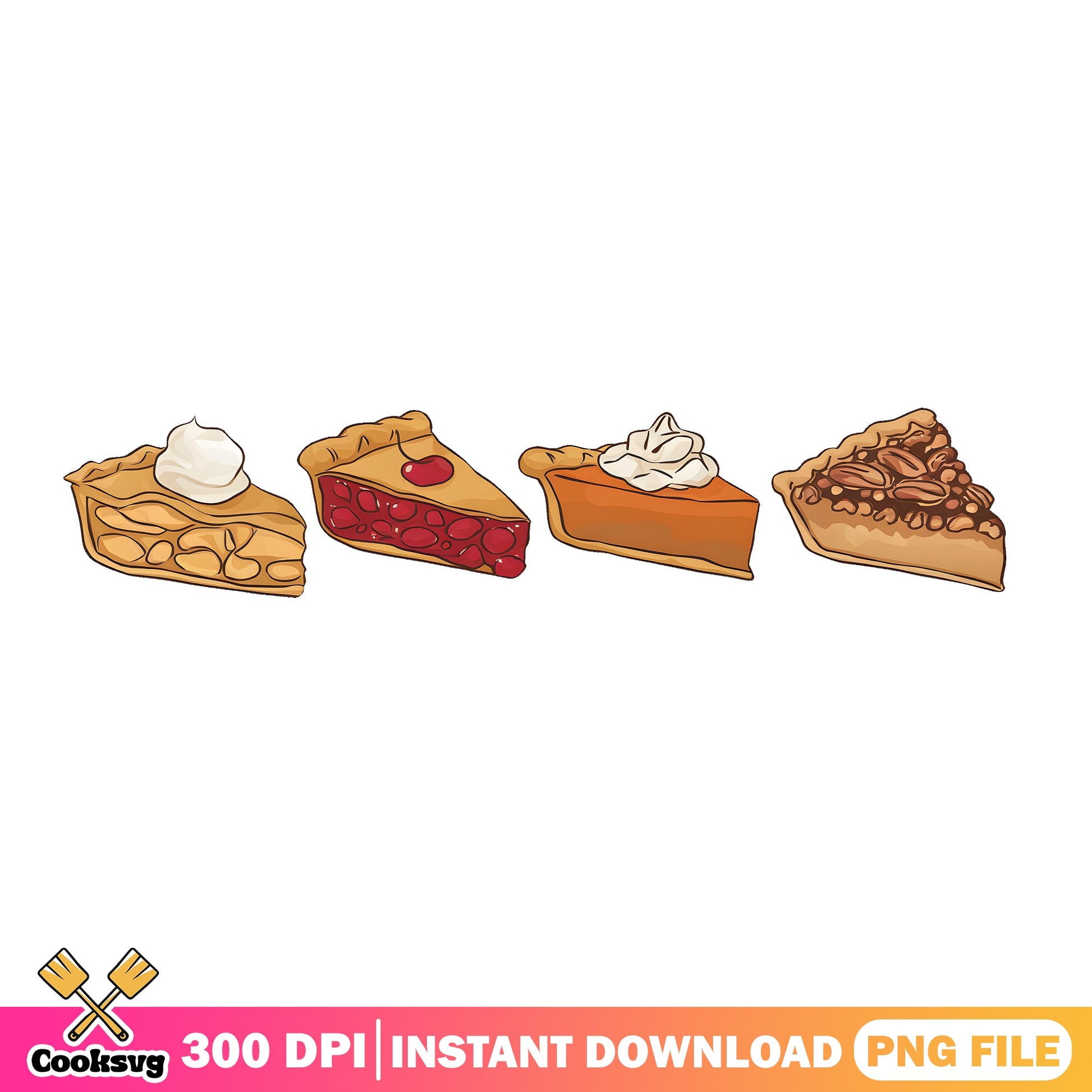 Thanksgiving Pie Slices Bundle PNG, Pumpkin Pie PNG, Fall PNG