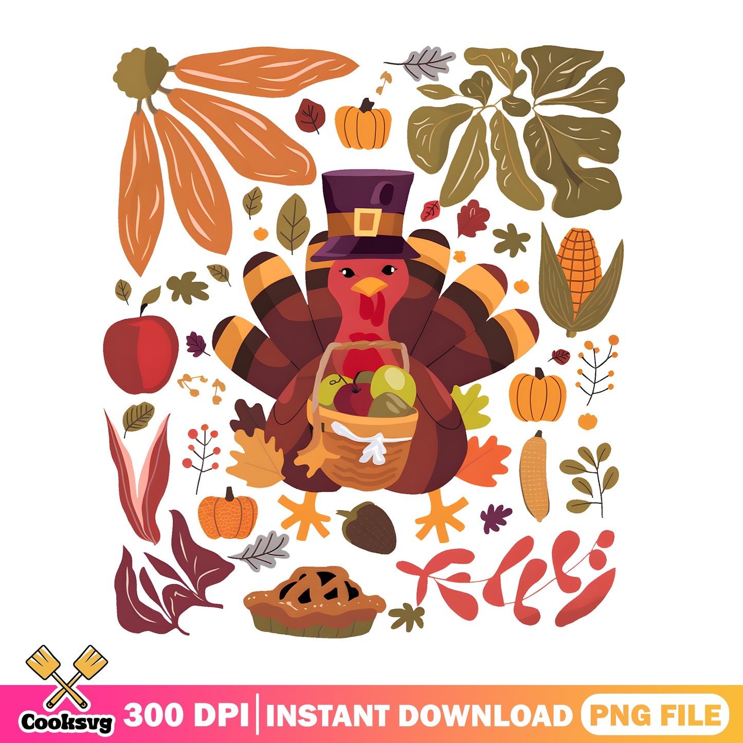 Thanksgiving Turkey Bundle PNG, Fall Autumn Clipart, Thanksgiving PNG