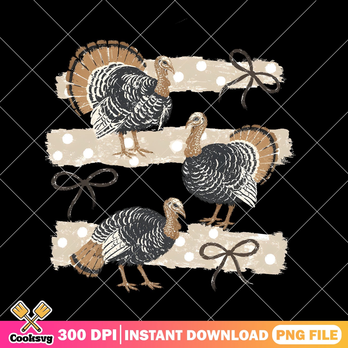 Thanksgiving Turkey Coquette Bow PNG, Fall Turkey PNG, Thanksgiving PNG