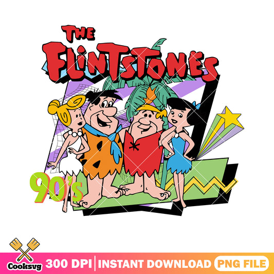 The Flintstone png, classic cartoon png, 90s retro cartoon family style png