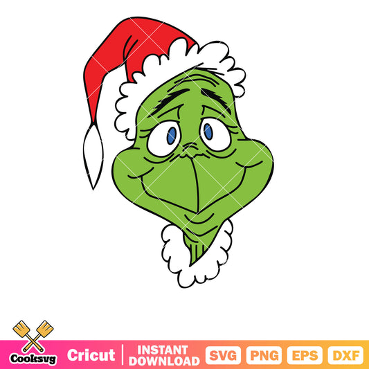 The Grinch Face Funny Grinchmas Santa Hat Svg, christmas santa hat svg, grinch face svg