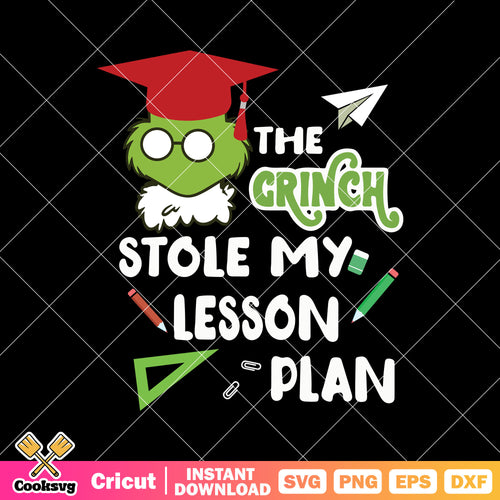 The Grinch Stole My Lesson Plan Teacher Grinchmas Svg, grinch teacher svg