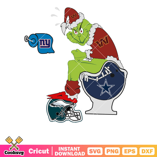 The Grinch Washington Commanders Dallas Cowboys svg, grinch dallas cowboys svg