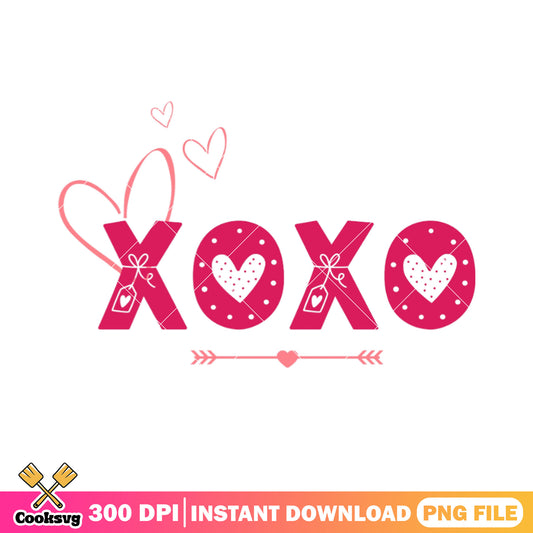 The XOXO pink valentines png, valentine heart png, valentine day png