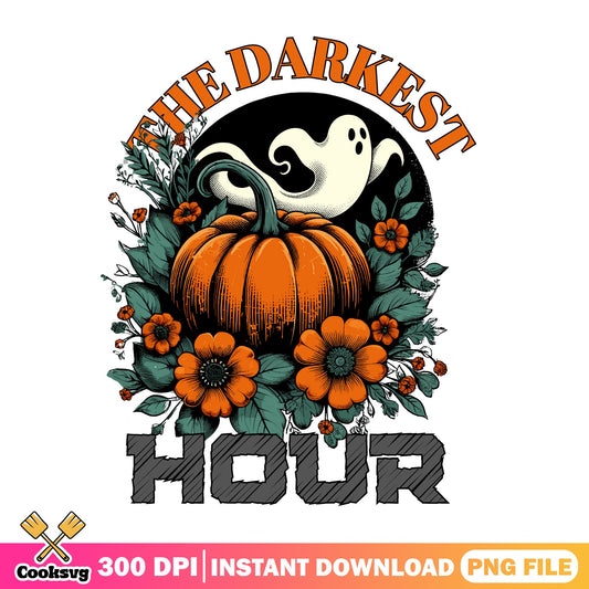 The Darkest Hour Halloween PNG, Ghost Pumpkin PNG, Floral Halloween PNG