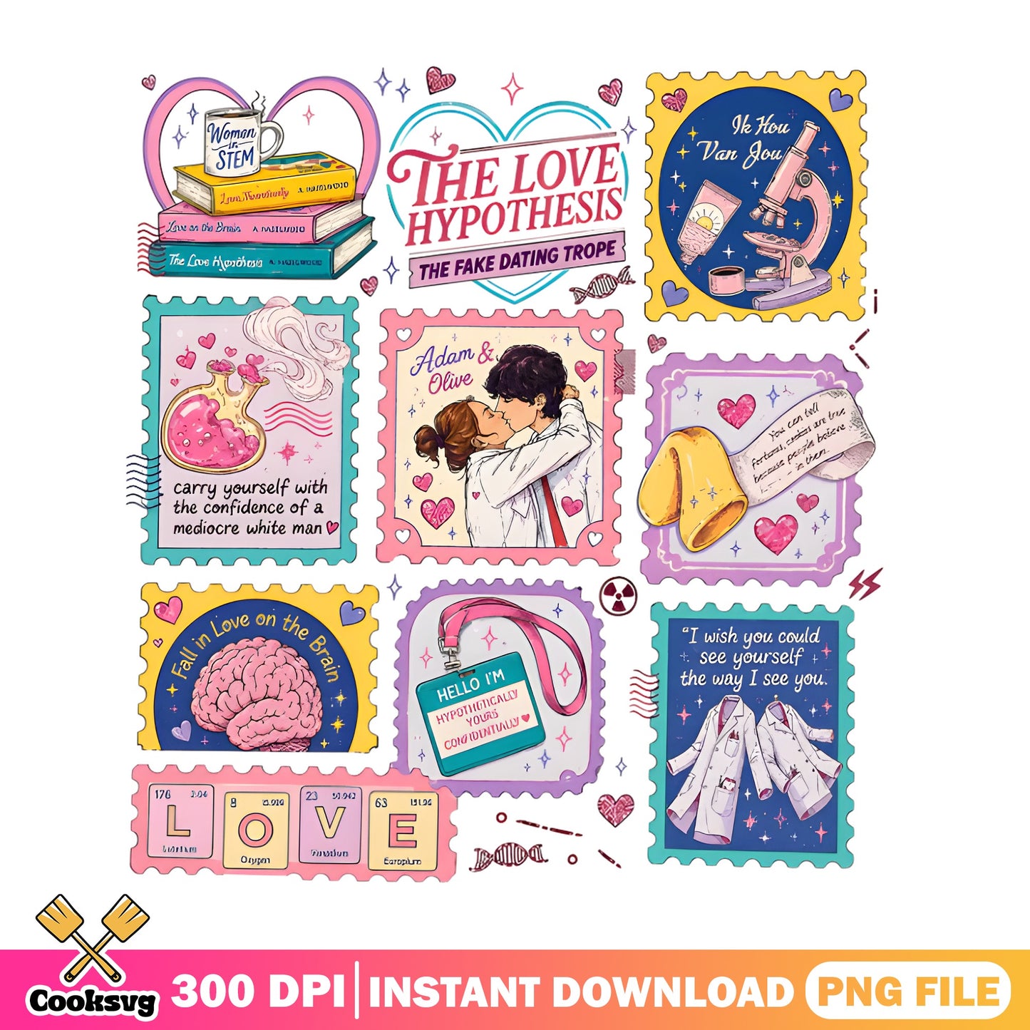 The Love Hypothesis PNG, Fake Dating Bookish PNG, Romance PNG