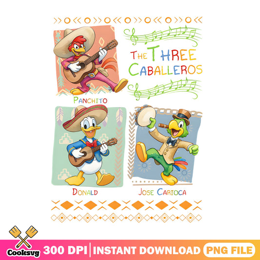 The Three Caballeros Disney PNG, Donald Duck PNG, Fiesta PNG