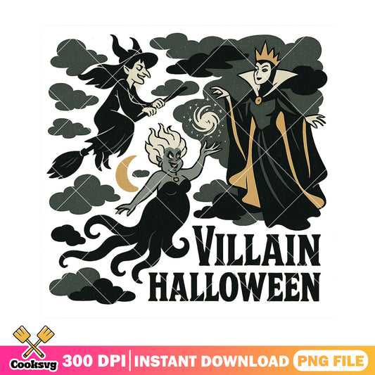 The bad witch club villain halloween png, the villains png