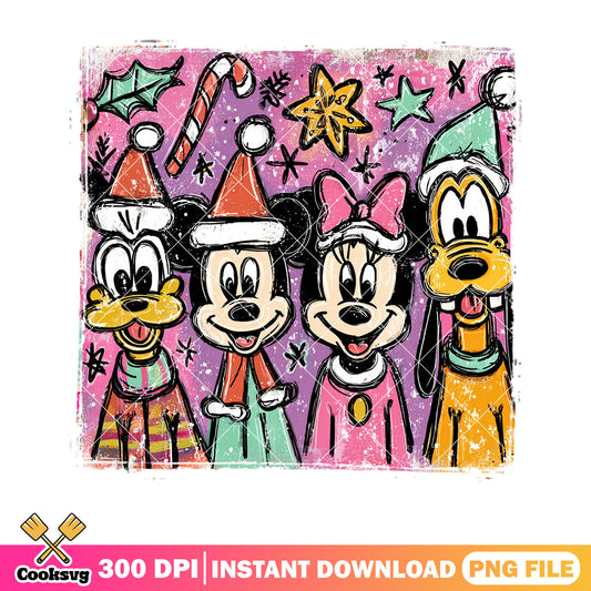 The children art christmas png, mickey and friends png, merry xmas png