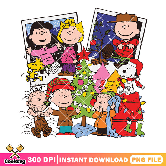 The christmas peanuts movie png, snoopy png, christmas tree png