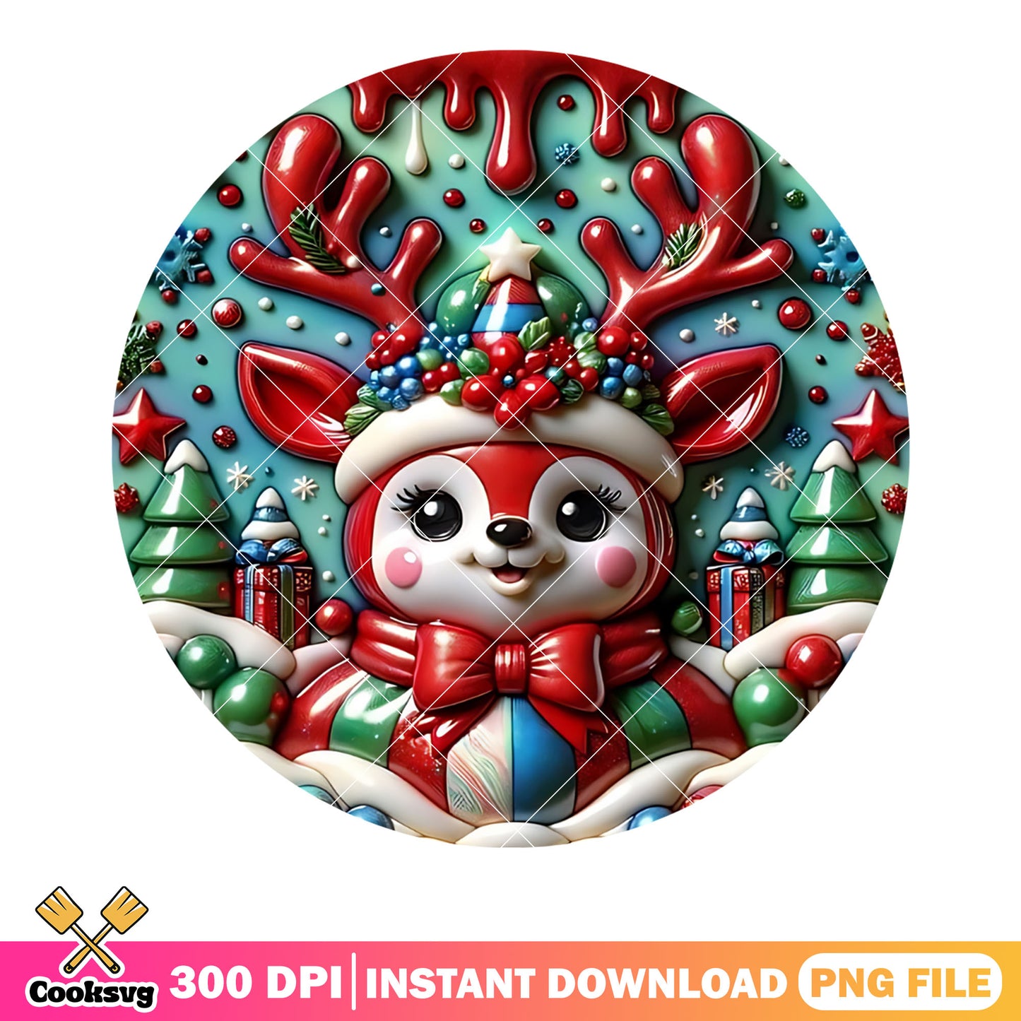 The christmas reindeer gifts png, xmas png, christmas vibes png