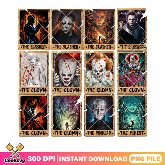 The clown and the slasher png bundle, pennywise png, the pinhead png
