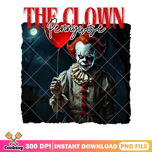 The clown pennywise png, red balloon png, halloween scary png