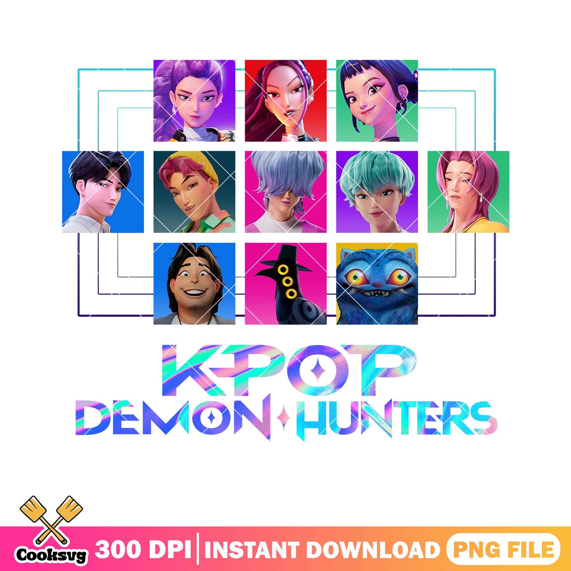 The demon hunters kpop png, derpy tiger png, huntrix girls​ png