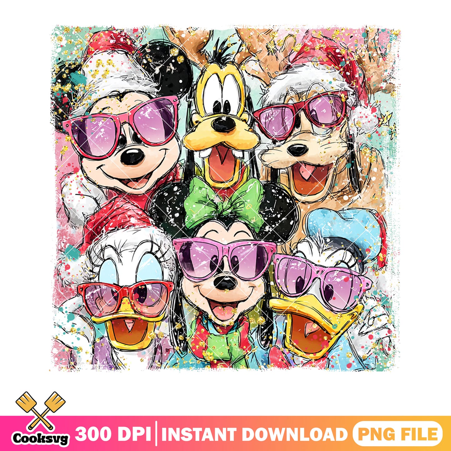 The disney christmas mickey png, xmas png, mickey and friends png