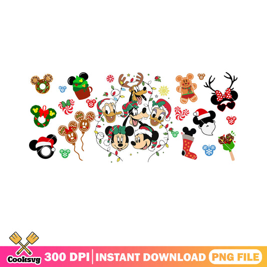 The disney poster xmas png, disney christmas png, christmas lights png