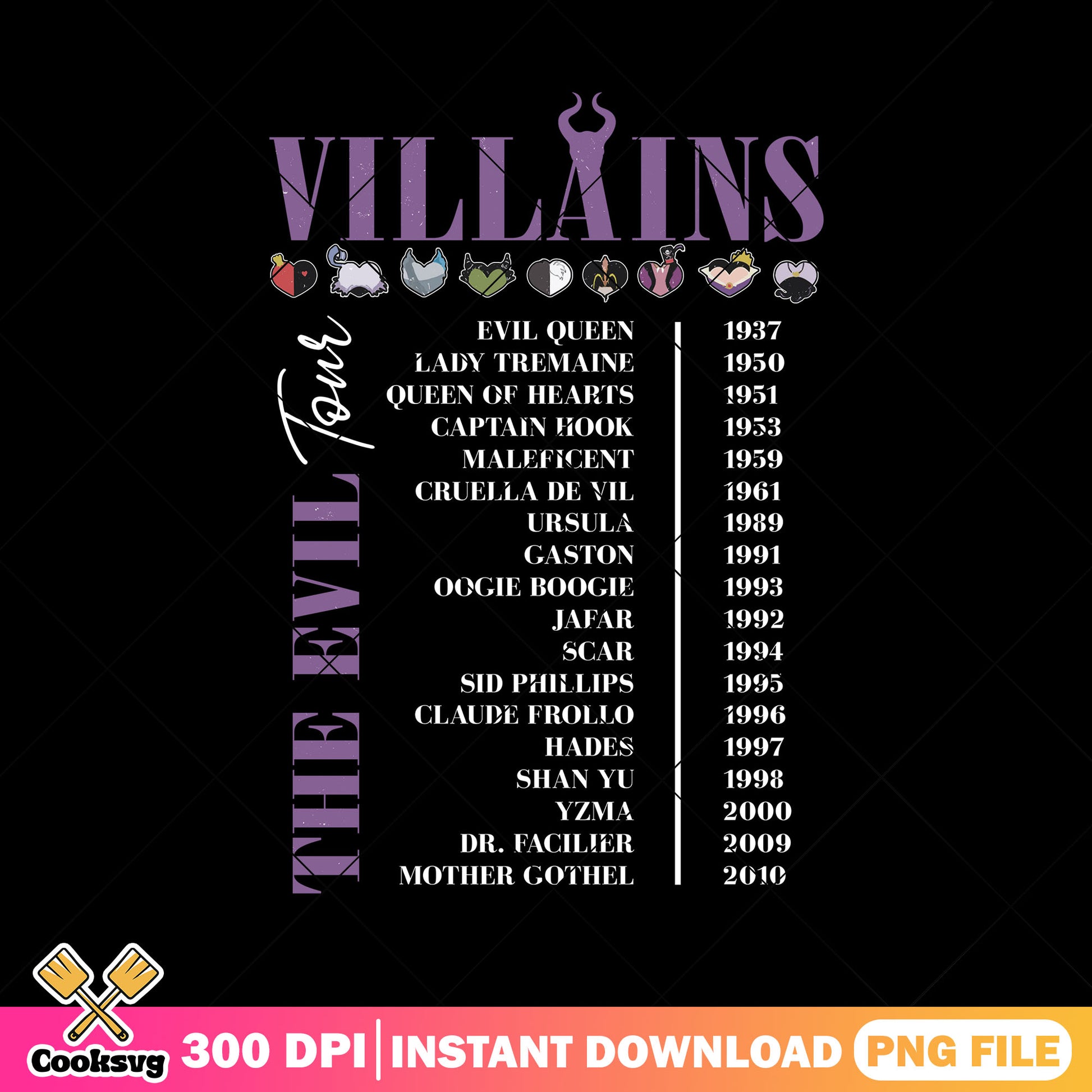 The evil tour villains png, halloween fonts png, poster design png