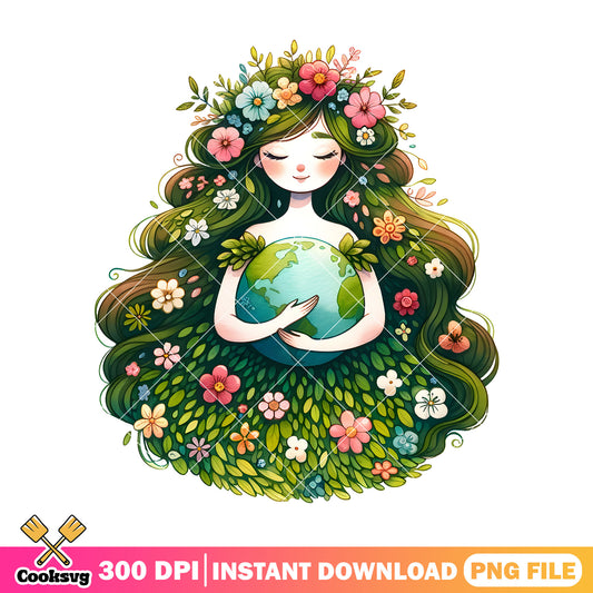 The floral fairy earth day design png, earth day crafts png