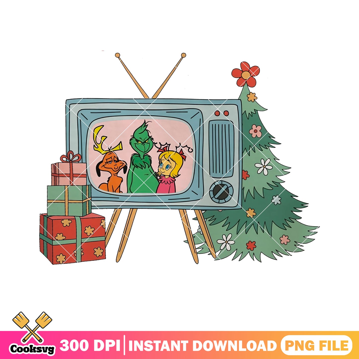 The gifts for christmas night png, christmas tree png, the grinch png