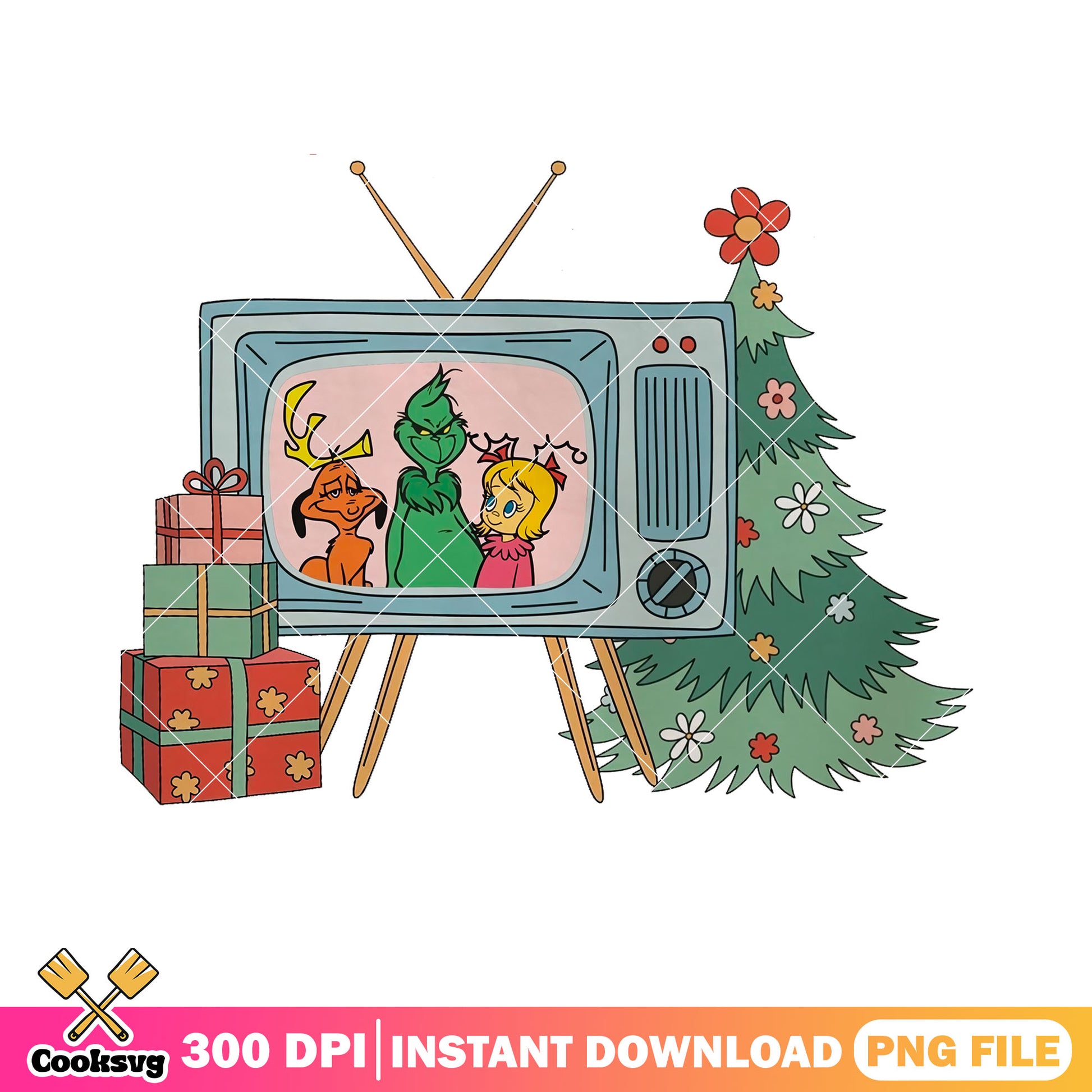 The gifts for christmas night png, christmas tree png, the grinch png