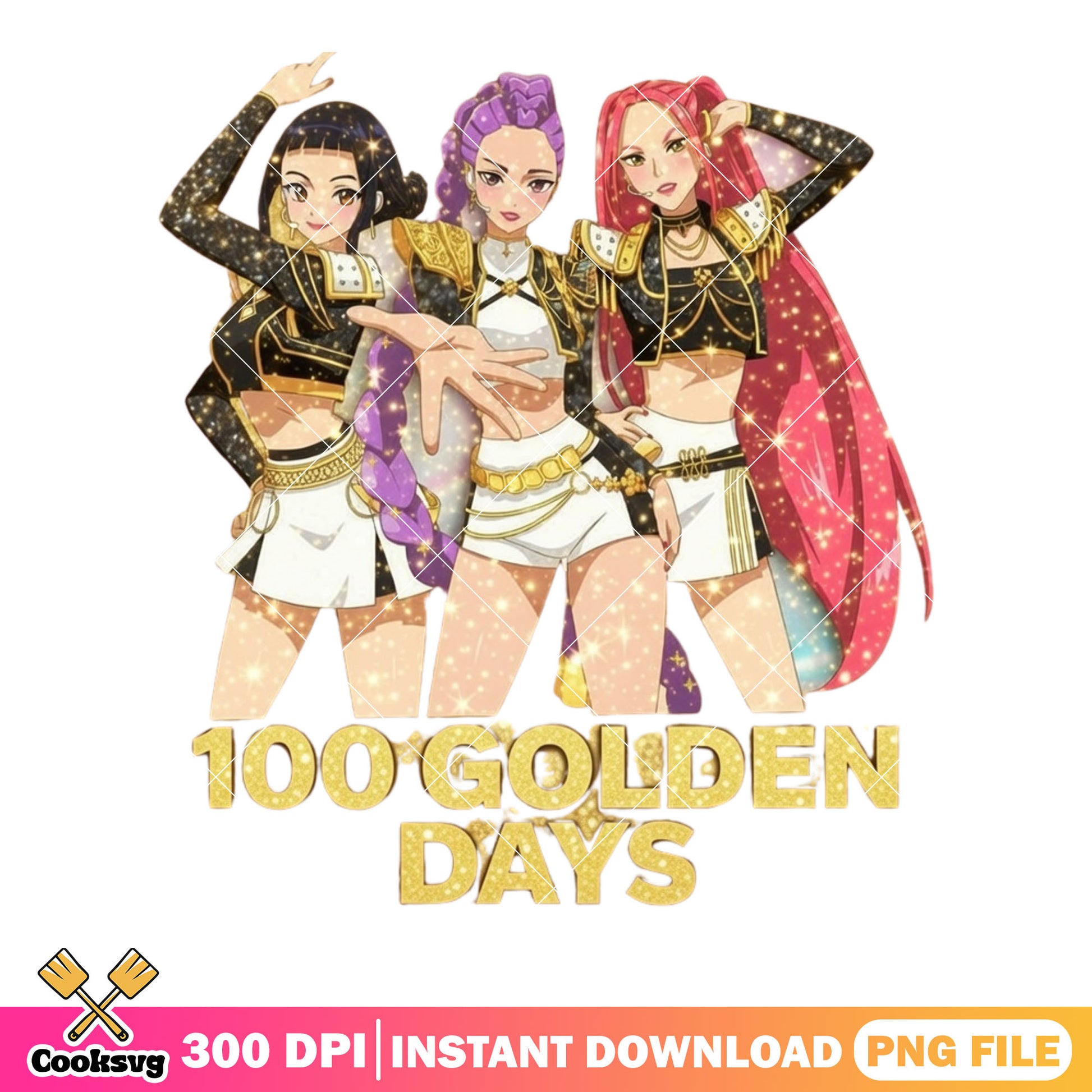 The golden huntrix vibes png, huntrix png, 100 golden days png