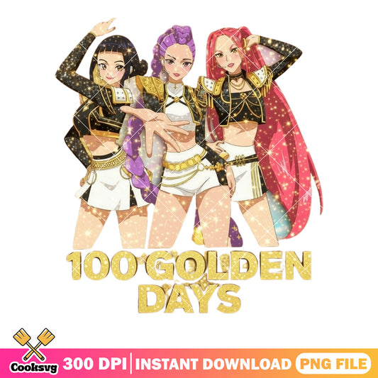 The golden huntrix vibes png, huntrix png, 100 golden days png