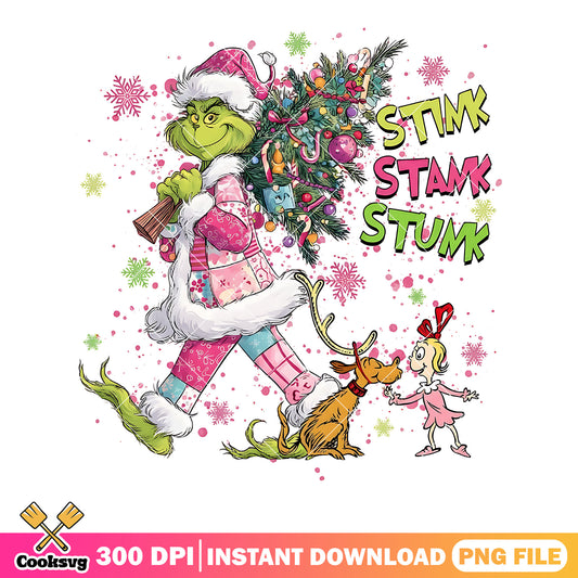 The grinch christmas tree png, max the dog png, Cindy Lou Who png