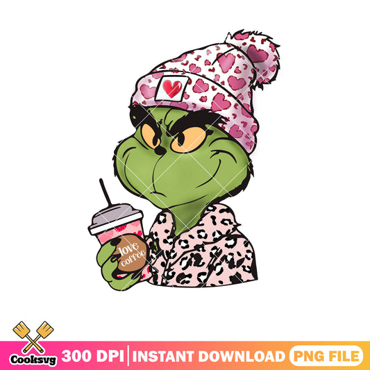 The grinch valentine coffee png, valentine coffee mugs​ png, grinch valentine​ png