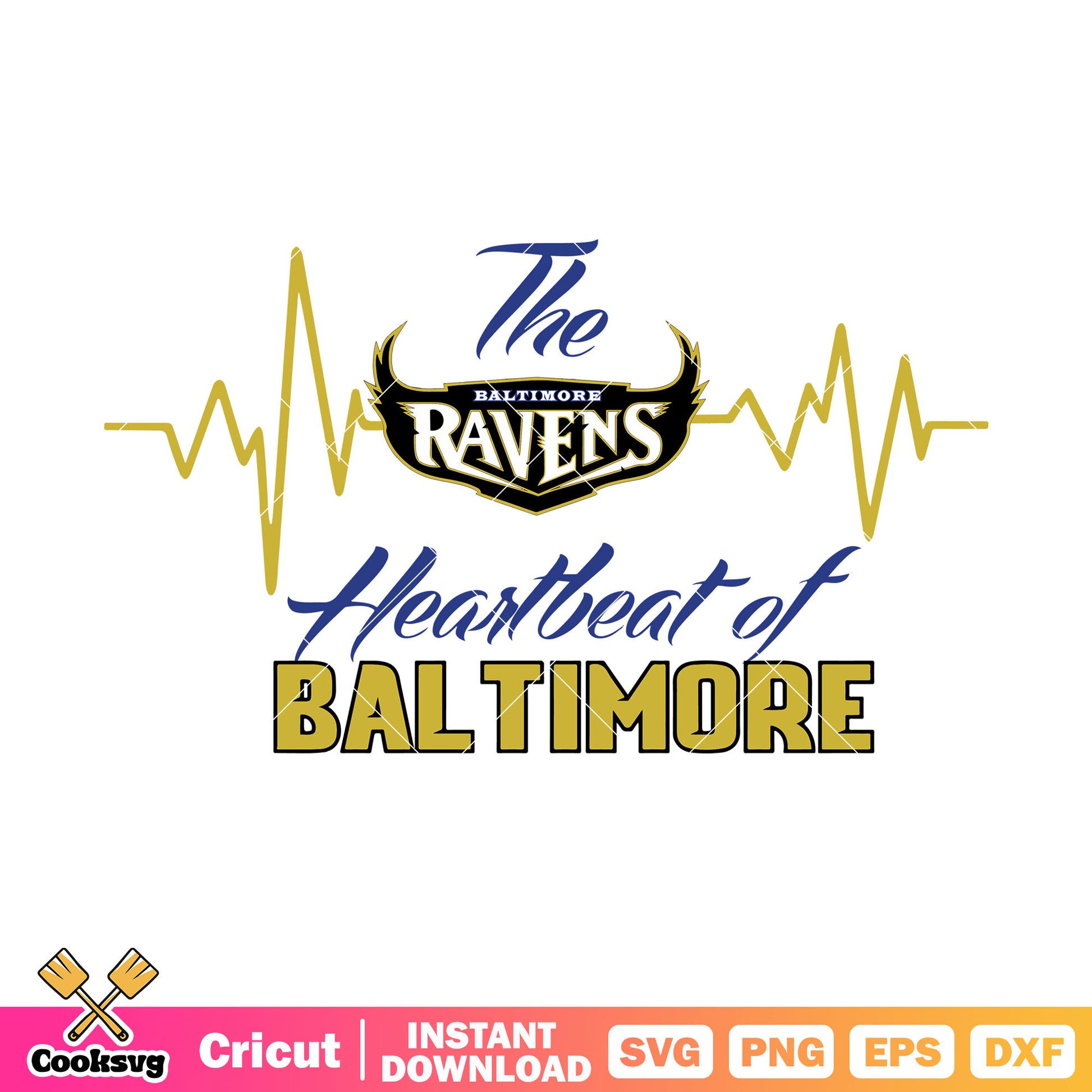 The heartbeat of baltimore svg. nfl ravens​​ svg, baltimore ravens svg