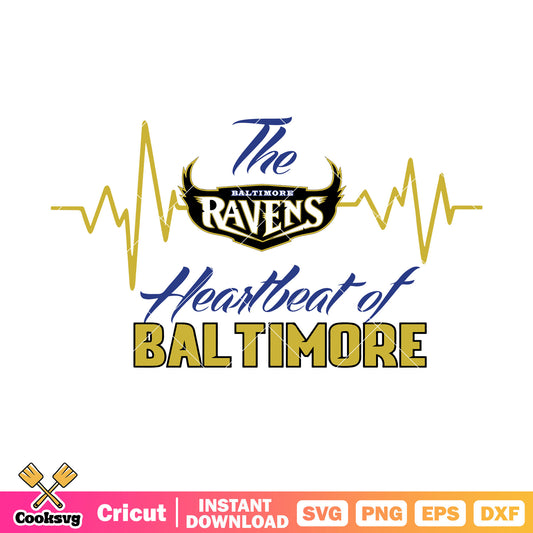 The heartbeat of baltimore svg. nfl ravens​​ svg, baltimore ravens svg
