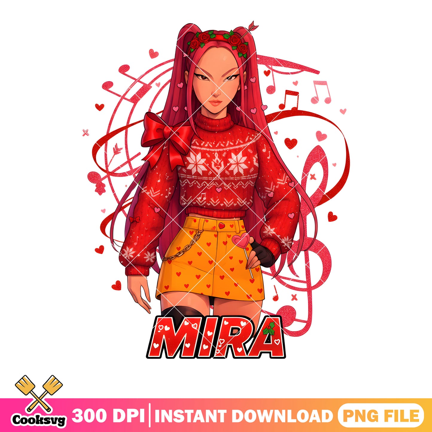 The huntrix mira christmas png, huntrix girls png, merry christmas png