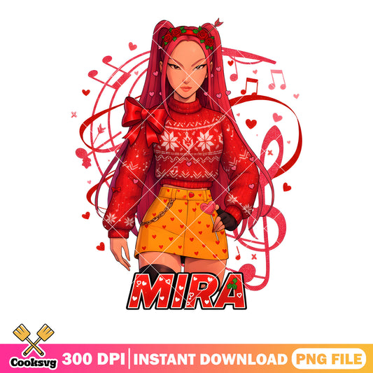 The huntrix mira christmas png, huntrix girls png, merry christmas png