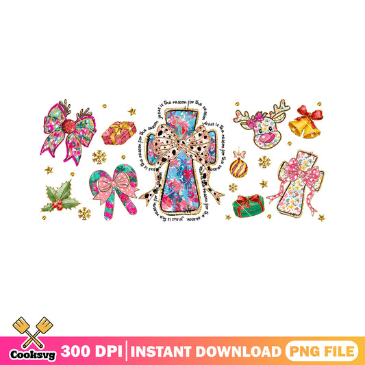 The jesus cross santa gifts png, jingle bell png, christmas reindeer png