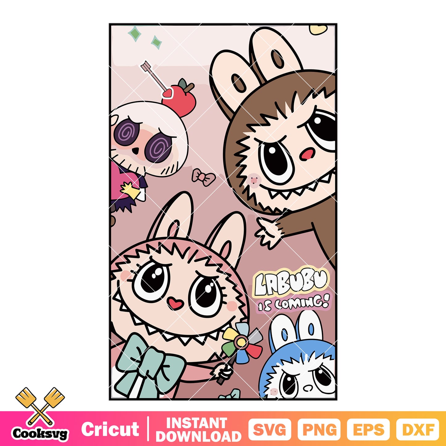 The labubu is coming svg, labubu macaron svg, labubu near me svg