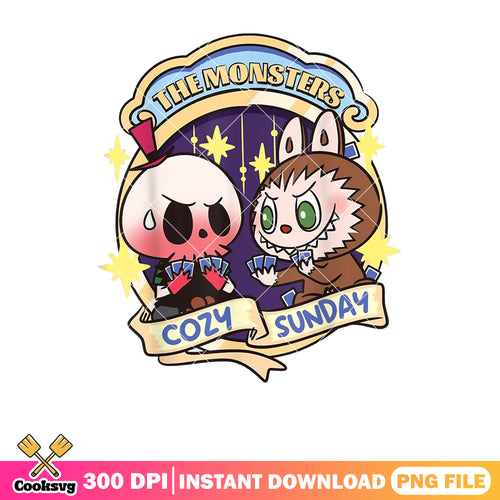 The monster cozy sunday labubu png, the monster labubu png