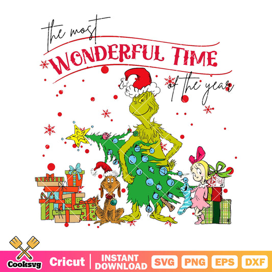 The most wonderful time the year svg, snowflake svg, pine tree svg