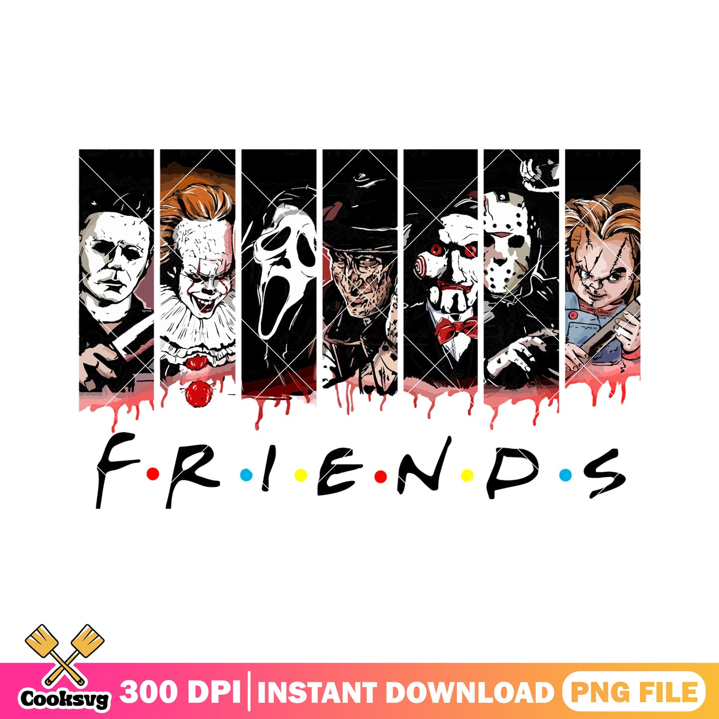 The original halloween friends of horror png, horror movie friends png