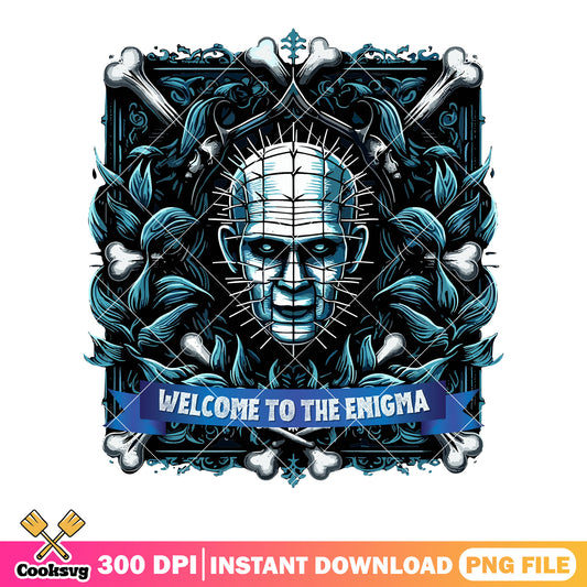 The pinhead character horror png, creep card png, halloween scary png